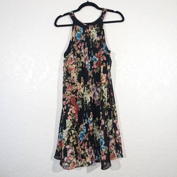 Betsey Johnson Floral Chiffon Halter Swing Dress‎ Size 8 - Picture 6 of 8